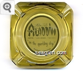 Milton Prell's Aladdin, Hotel / Las Vegas, / Nevada, ''on the sparkling strip'', Phone: 736-0111 - Gray on white imprint Glass Ashtray
