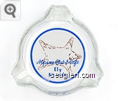 Alpine Club & Cafe, Ely, Nevada - Blue and yellow on white imprint Glass Ashtray