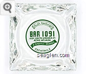 Ruth Keating's, Bar 1091, 1091 South Virginia St., Reno, Nevada, 2 Shuffle Boards, Cocktails - Green on white imprint Glass Ashtray