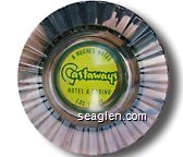 A Hughes Hotel, Castaways Hotel & Casino, Las Vegas - Green on yellow imprint Glass Ashtray