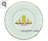 Boardwalk Regency, Hotel - Casino - Atlantic City, A Caesars World Resort - Red and yellow imprint Porcelain Ashtray