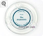 I took this from The Parsons, at Coaldale, Nevada - Green on white imprint Glass Ashtray