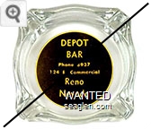 Depot Bar, Phone 8937, 124 E. Commercial, Reno Nevada - Yellow on black imprint Glass Ashtray
