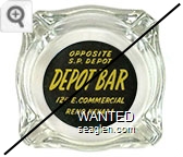 Opposite S.P. Depot, Depot Bar, 124 E. Commercial, Reno Nevada - Yellow on black imprint Glass Ashtray