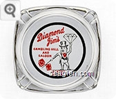 Diamond Jim's Gambling Hall and Saloon, Jackpot Nevada - Red and black on white imprint Glass Ashtray