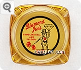 Diamond Jim's Gambling Hall and Saloon, Jackpot Nevada - Red and black on white imprint Glass Ashtray