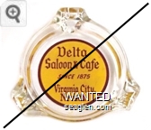 Delta Saloon & Cafe, Since 1875, Virginia City, Nevada - Red on yellow imprint Glass Ashtray