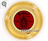 The Dunes Hotel, Miracle in the Desert, Las Vegas, Nevada - Black on red imprint Glass Ashtray