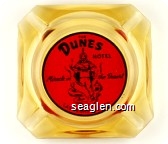The Dunes Hotel, Miracle in the Desert, Las Vegas, Nevada - Black on red imprint Glass Ashtray