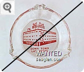 Hotel Elwell, Down Town, Las Vegas - Red on white imprint Glass Ashtray