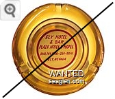 Ely Hotel & Bar, Plaza Hotel & Motel, Dial 264-9900 - 264-9914, Ely, Nevada - Red on white imprint Glass Ashtray