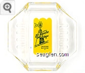 Hotel El Rancho Vegas, Look For The Wind Mill, Las Vegas, Nevada - Blue on yellow imprint Glass Ashtray