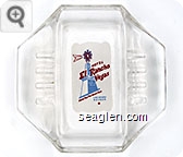 Hotel El Rancho Vegas, Look For The Wind Mill, Las Vegas Nevada - Red and blue on white imprint Glass Ashtray