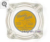 Farris Hotel, Cocktail Lounge, Strictly Modern, Tom Karren, Jack Sommers, Winnemucca, Nev. - Gray on yellow imprint Glass Ashtray