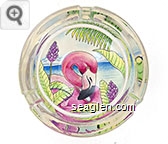 Flamingo - Pink imprint Glass Ashtray
