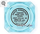 Swede Andersons Frontier Motel - Cafe Tavern, Junct. Hys. 8A 50, Open 24 Hrs., Phone WO 4-2563, Austin, Nev. - Black on white imprint Glass Ashtray