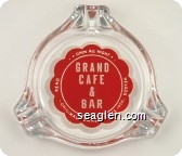 Open All Night, Grand Cafe & Bar, Reno Nevada, Original Owner Since 1909 - Red on white imprint Glass Ashtray