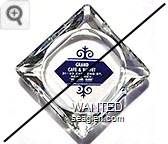 Grand Cafe & Buffet, 31 - 33 East 2nd St., Reno, Nev., We Never Close - White on blue imprint Glass Ashtray