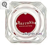 Harrah's, Reno and Lake Tahoe - Red on white imprint Glass Ashtray