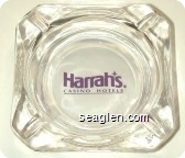 Harrah's, Casino Hotels - Purple on white imprint Glass Ashtray