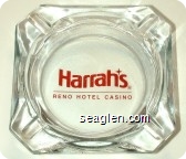 Harrah's, Reno Hotel Casino - Red imprint Glass Ashtray