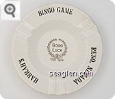 Bingo Game, Harrah's Reno, Nevada, Good Luck - Gold imprint Porcelain Ashtray
