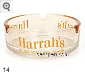 Harrah's, Reno and Lake Tahoe - Orange imprint Glass Ashtray