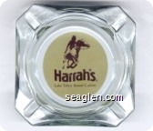 Harrah's, Lake Tahoe Resort Casino. - Brown on beige imprint Glass Ashtray