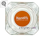 Harrah's, Reno and Lake Tahoe - White on orange imprint Glass Ashtray