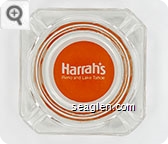 Harrah's, Reno and Lake Tahoe - White on orange imprint Glass Ashtray