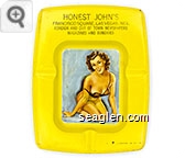 Honest John's, Francisco Square, Las Vegas, Nev., Foreign and Out of Town Newspapers, Magazines and Sundries - Black imprint Metal Ashtray