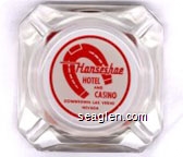 Horseshoe Hotel and Casino, Downtown Las Vegas, Nevada - Red on white imprint Glass Ashtray