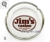 Jim's casino, west wendover nevada - Brown on white imprint Glass Ashtray