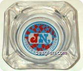 JN Jerry's Nugget Casino - Red and blue on white imprint Glass Ashtray