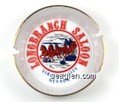 Longbranch Saloon, Virginia City, Nevada - Red and blue imprint Porcelain Ashtray