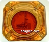 Downtown Las Vegas, Free Parking - Brown on orange imprint Glass Ashtray