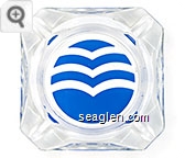 (Wave logo) - Blue imprint Glass Ashtray