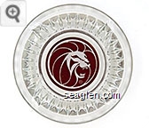 (Lion Logo) - Red and white imprint Glass Ashtray