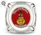 Home of the Keno Queen, New China Club, 260 Lake St., Reno - Black, yellow, red, white and brown imprint Glass Ashtray