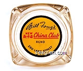 Bill Fong's New China Club, Reno, 260 Lake Street - Red and black on yellow imprint Glass Ashtray