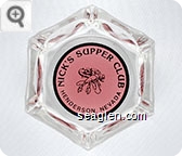 Nick's Supper Club, Henderson Nevada - Black on pink imprint Glass Ashtray