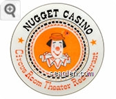 Nugget Casino, Circus Room Theatre Restaurant (Made exclusively for the Nugget's Circus Room Restaurant, Sparks, Nevada - on bottom) - Orange and black imprint Porcelain Ashtray