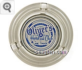 Oliver's Hotel and Club, Lake Tahoe - Blue on white imprint Glass Ashtray