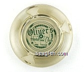 Oliver's Hotel and Club, Lake Tahoe - Green on white imprint Glass Ashtray