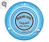 Overland Hotel, Casino Reno, Nevada - Red on white imprint Glass Ashtray