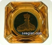 Palace Club - Yellow on blue imprint Glass Ashtray