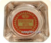 Ponderosa Hotel, Reno, Nevada - Red and green imprint Glass Ashtray