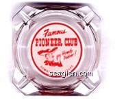 Famous Pioneer Club, Howdy Podner!, Downtown Las Vegas - Red on white imprint Glass Ashtray