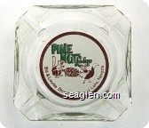 Pine Nut Lodge, Bill & Louise Bowman - Topaz Lake, Nevada - Green and brown on white imprint Glass Ashtray