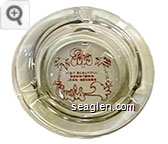 Pop's Oasis, Visit Beautiful Downtown Jean, Nevada - Red on white imprint Glass Ashtray